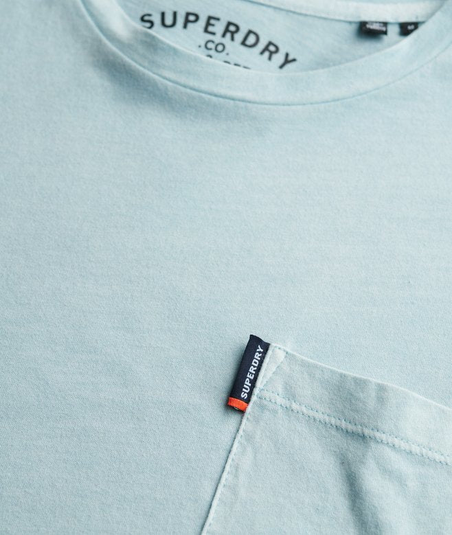 SUPERDRY Classic Essential Pocket Tee-Washed Sunset Blue Washed Sunset Blue back view