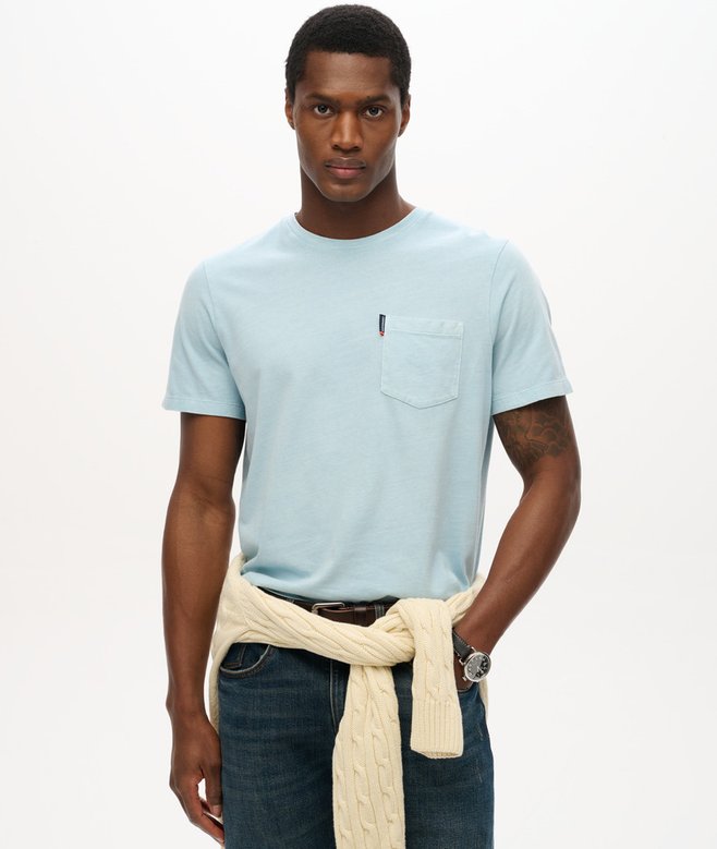 SUPERDRY Classic Essential Pocket Tee-Washed Sunset Blue Washed Sunset Blue front view