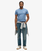 SUPERDRY Essential Logo Embroidered Tee-Moonlight Blue Moonlight blue model front view