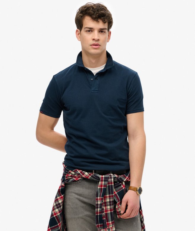 SUPERDRY Essential Jersey Polo-Eclipse Navy Eclipse Navy front view