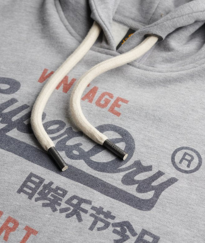 SUPERDRY Vintage Logo Heritage Relaxed Hood-College Grey Marl College Grey Marl side view