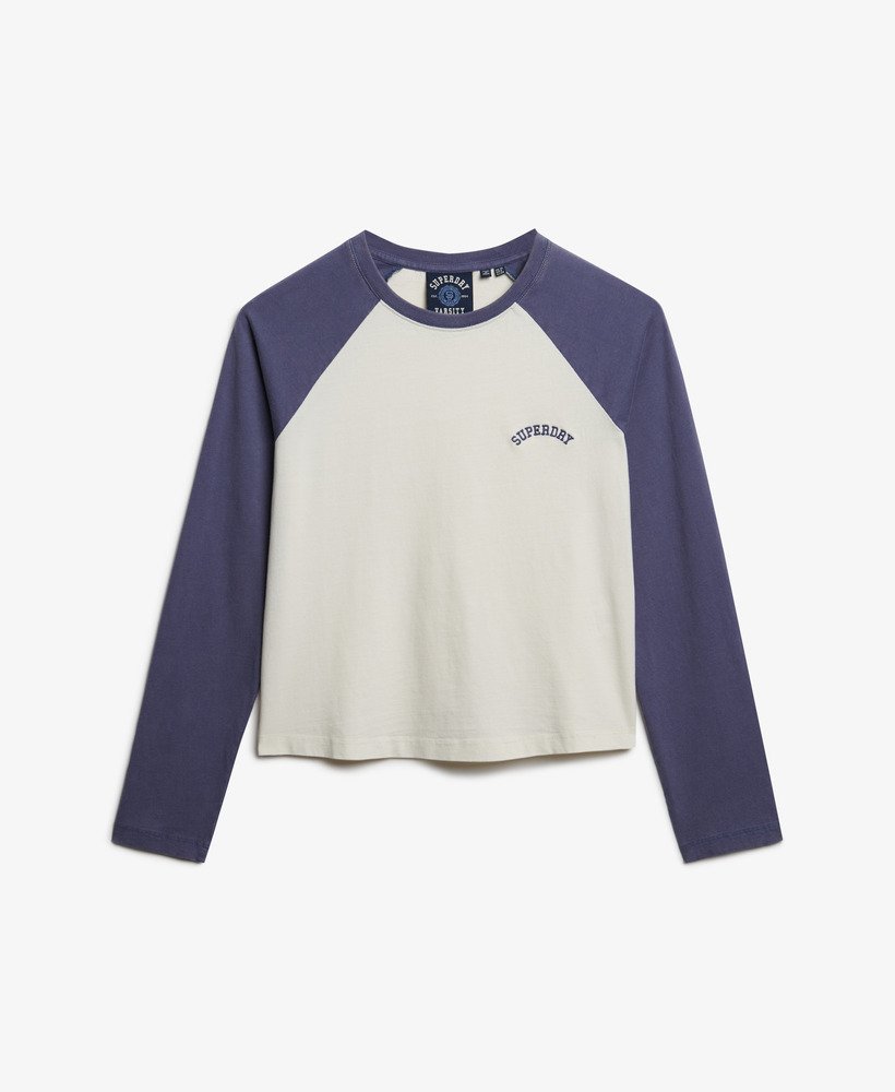 Superdry Ladies Essential Logo Baseball Mariner Navy/Desert Bone Top Mariner Navy/Desert Bone Ow detail view