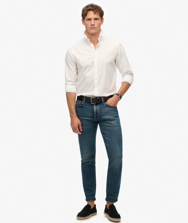 Men's Essentials Tailored Lite Shirt-Optic-Model Full Front View