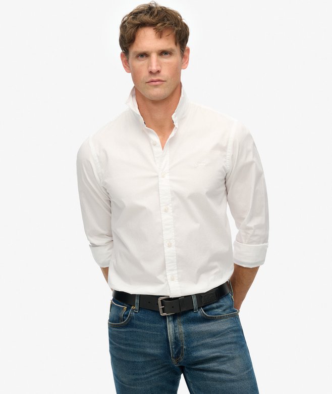 Men's Essentials Tailored Lite Shirt-Optic-Model Front View