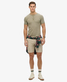 SUPERDRY Slub Ss Jersey Grandad Top-Light Khaki Green Light Khaki Green model front view