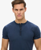 SUPERDRY Slub Ss Jersey Grandad Top-Navy Navy back view
