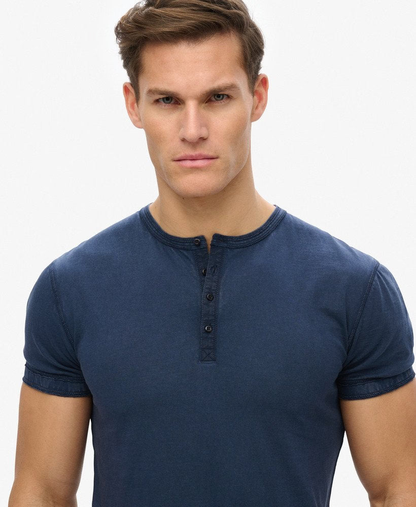 SUPERDRY Slub Ss Jersey Grandad Top-Navy Navy back view