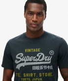 SUPERDRY Vintage Logo Heritage Relaxed Eclipse Navy Tee Eclipse Navy detail view