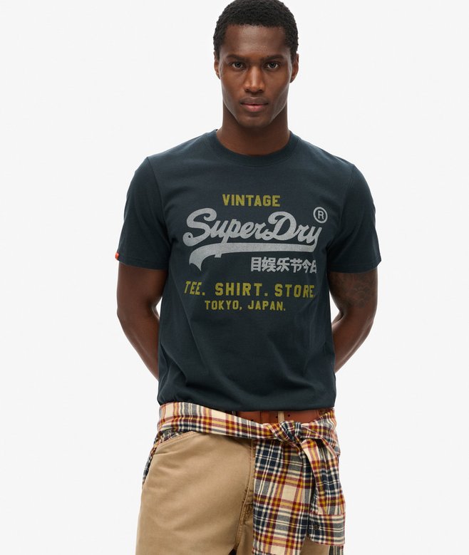 SUPERDRY Vintage Logo Heritage Relaxed Eclipse Navy Tee Eclipse Navy front view