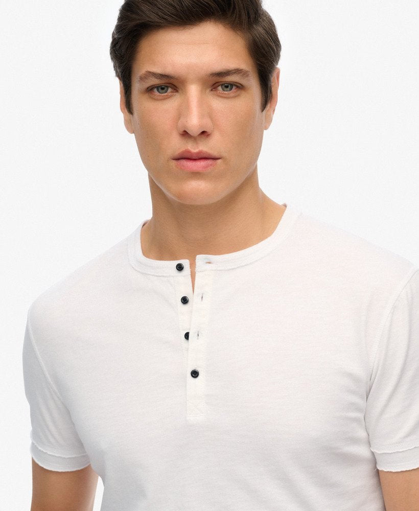 SUPERDRY Slub Ss Jersey Grandad Top-Optic optic back view