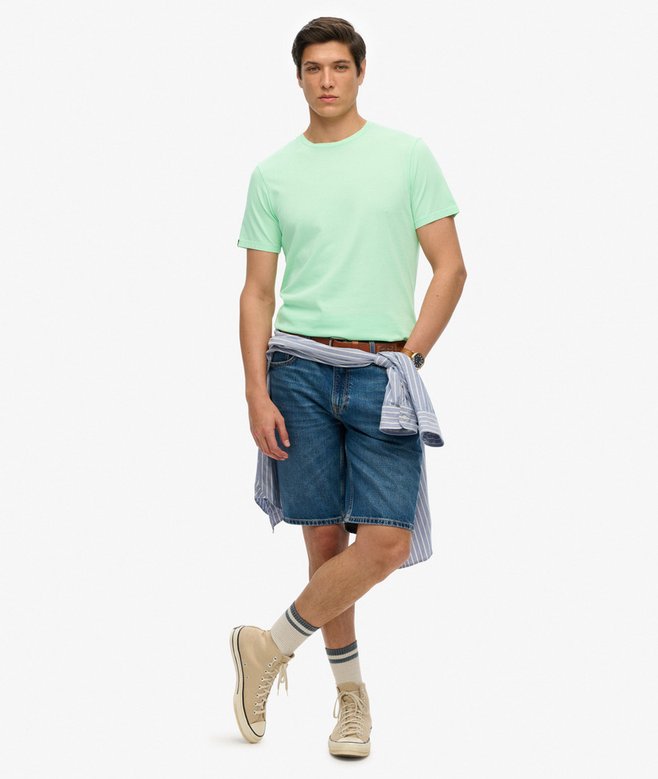 Men's Classic Essential Tee-Washed Green Ash-Model Full Front View