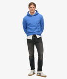 SUPERDRY Essential Logo Hoodie-Chambray Blue Chambray Blue model front view