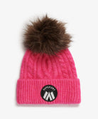 Superdry Ladies Cable Luxe Knit Beanie Hat-Hyper Magenta Pink Hyper Magenta Pink front view