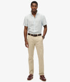 SUPERDRY Vacation Linen Short Sleeve Sky Blue Shirt Sky Blue Ticking Linen model front view