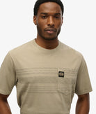 SUPERDRY Contrast Stripe Pocket Khaki T-shirt Washed Vintage Khaki detail view