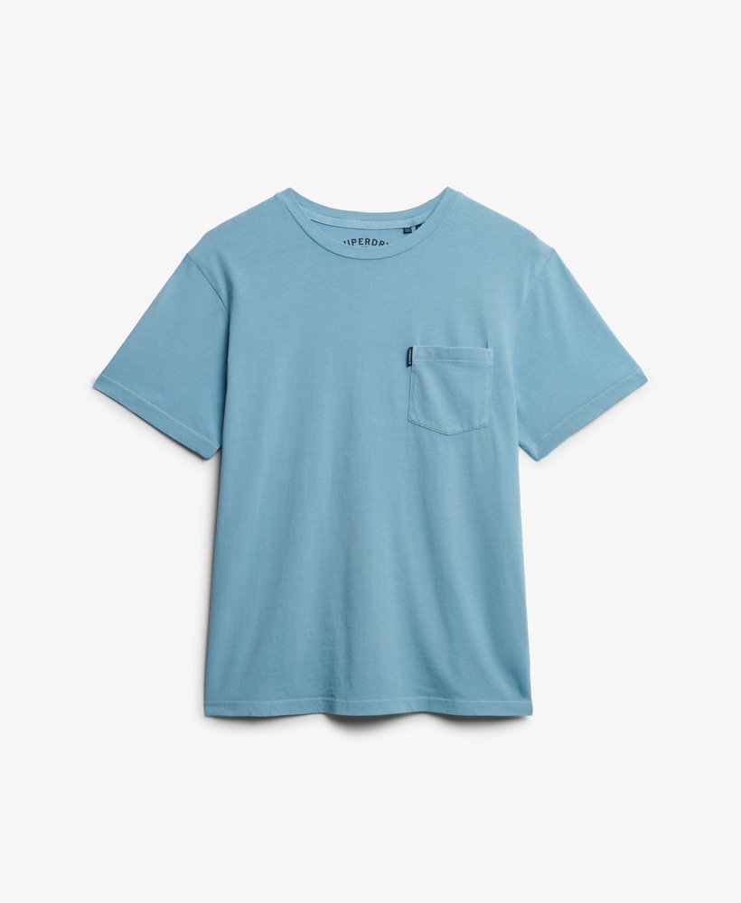 Light blue t-shirt with a pocket on a white background