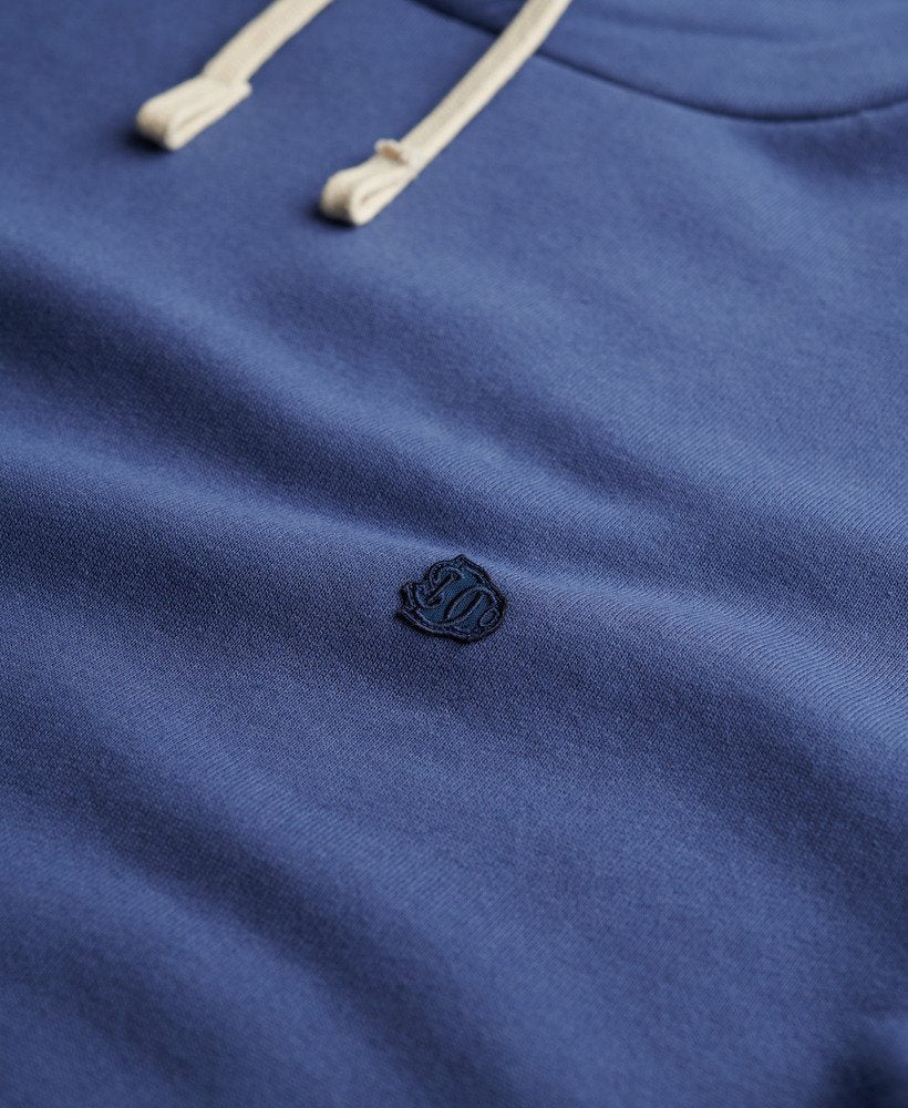 Men's Monogram Emb Hoodie-Hampton Blue-Close Up View