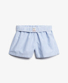 Superdry Ladies Cotton Stripe Elastic Short-Broker Blue Stripe Broker Blue Stripe flat front view