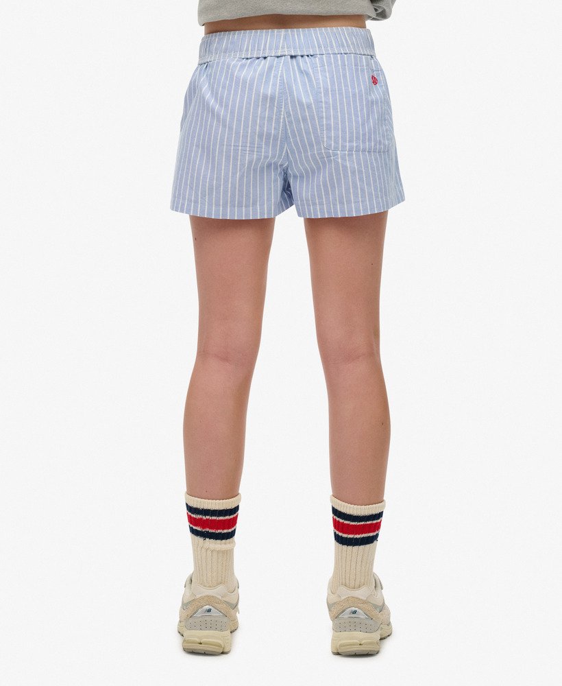 Superdry Ladies Cotton Stripe Elastic Short-Broker Blue Stripe Broker Blue Stripe detail view