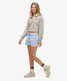 Superdry Ladies Cotton Stripe Elastic Short-Broker Blue Stripe Broker Blue Stripe back view