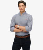 SUPERDRY Classic Oxford Long Sleeve Shirt-Ocean Navy Chambray Ocean Navy Chambray front view
