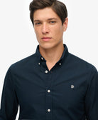 SUPERDRY Classic Oxford Long Sleeve Shirt-Eclipse Navy Eclipse Navy model front view