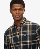 SUPERDRY Long Sleeve Cotton Lumberjack Shirt-Bryce Check Navy Bryce Check Navy back view