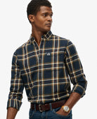 SUPERDRY Long Sleeve Cotton Lumberjack Shirt-Bryce Check Navy Bryce Check Navy model front view