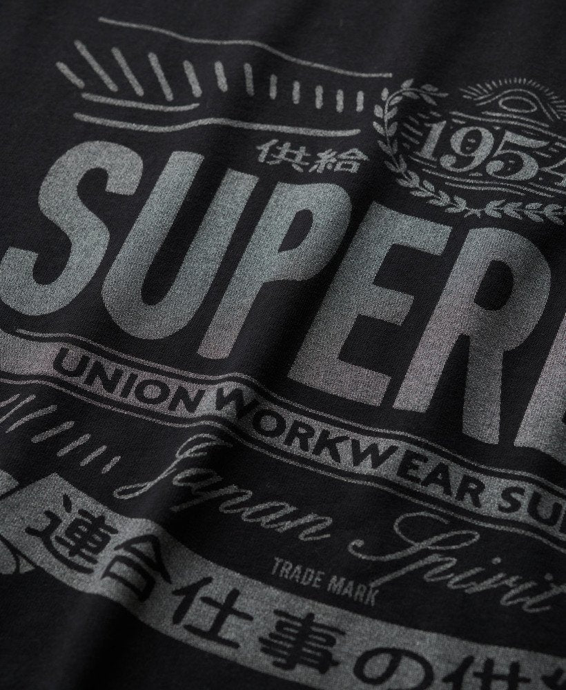 SUPERDRY Heritage Brand Relaxed Tee-Black Black flat front view