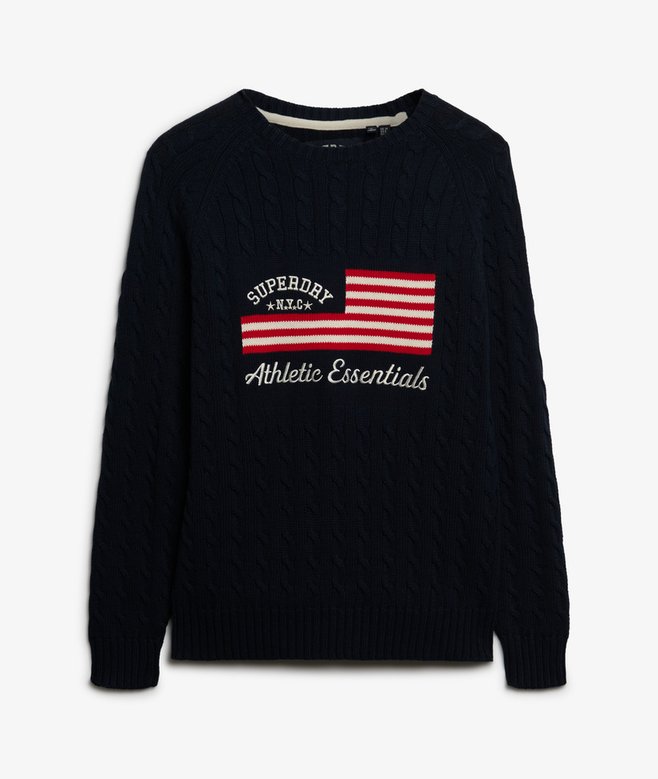 Ladies Slouchy Cable Flag Knit-Richest Navy-Front View