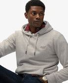 SUPERDRY Essential Logo Hoodie -Straw Grey Marl Straw Grey Marl back view