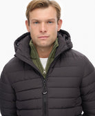 SUPERDRY Hooded Fuji Padded Jacket-Black Black back view