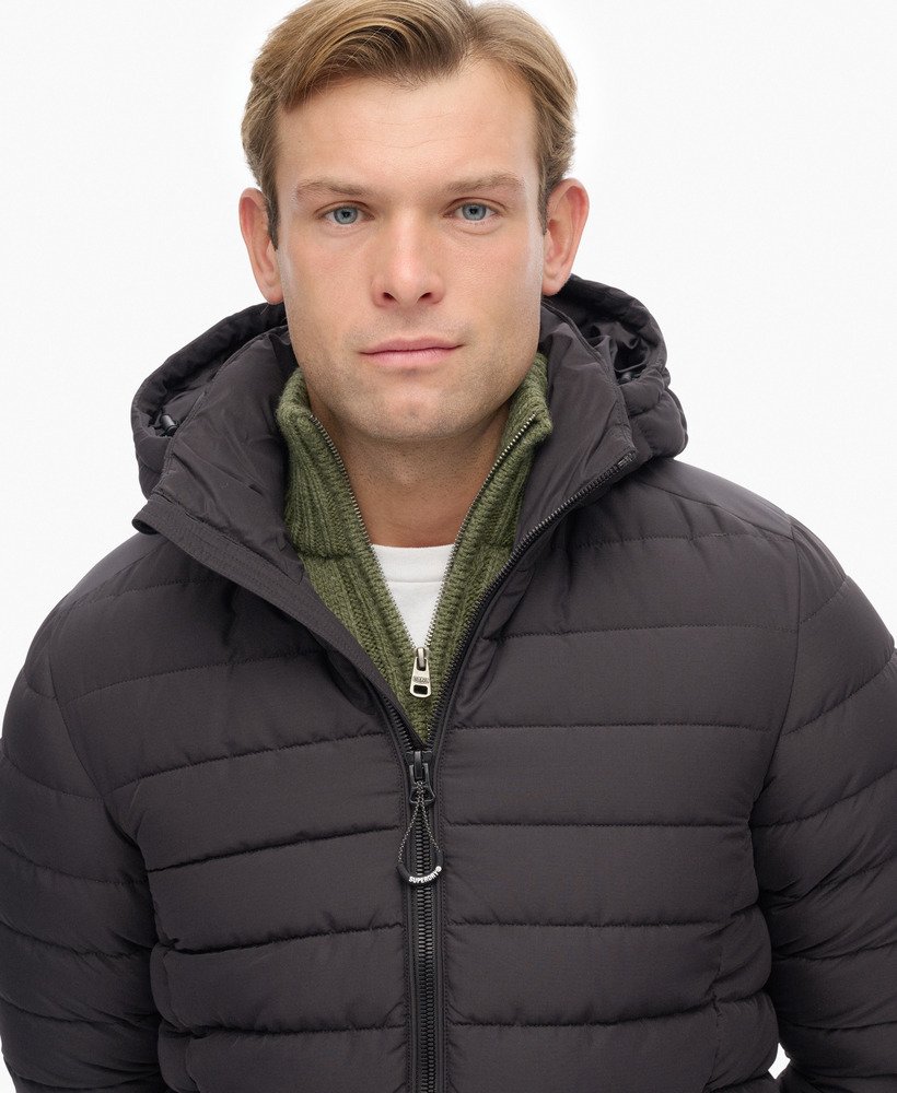 SUPERDRY Hooded Fuji Padded Jacket-Black Black back view