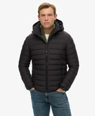 SUPERDRY Hooded Fuji Padded Jacket-Black Black side view
