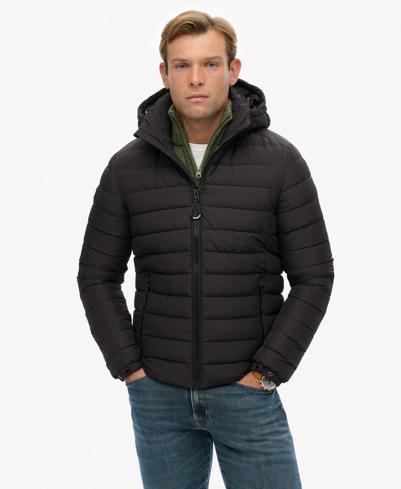 SUPERDRY Hooded Fuji Padded Jacket-Black Black side view