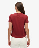 Superdry Ladies Essential Logo Fitted Tee Ind-Bordeaux Red Bordeaux Red side view