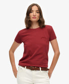 Superdry Ladies Essential Logo Fitted Tee Ind-Bordeaux Red Bordeaux Red front view