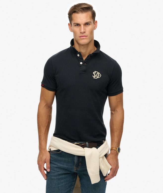 Men's Vintage Athletic Emb Polo-Eclipse Navy-Front View
