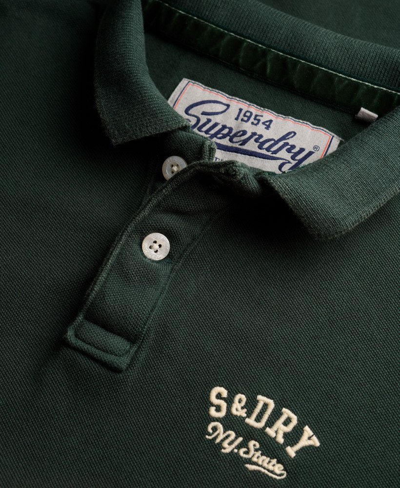 Vintage Athletic Embroidered Polo-Eagle Green-Collar detail