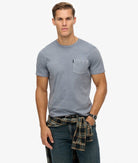 SUPERDRY Classic Essential Pocket Tee-Washed Denim Washed Denim front view