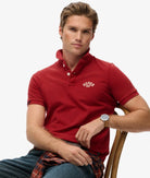 SUPERDRY Vintage Athletic Embroidered Polo-Preppy Red Preppy Red model front view