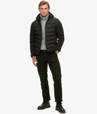 SUPERDRY Hooded Storm Knit Hybrid Jacket-Black Marl BLACK MARL detail view