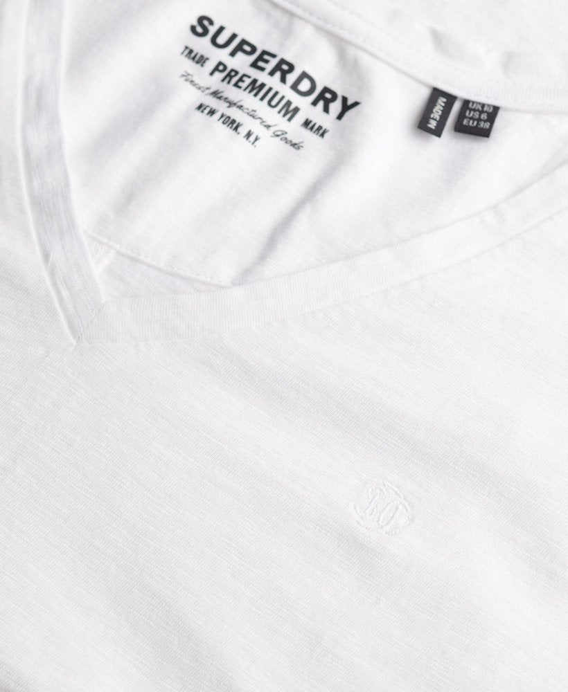 Ladies Studios Slub Emb Vee Tee-Optic-Logo View