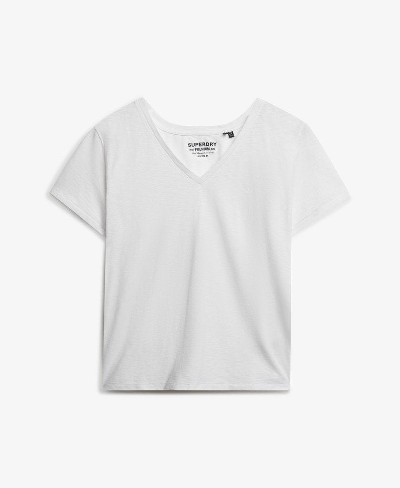 Superdry Ladies Studios Slub Emb Vee Tee-Optic optic side view