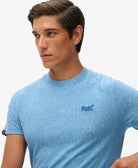 SUPERDRY Essential Logo Embroidered Tee-Bright Blue Grit Bright Blue Grit model front view
