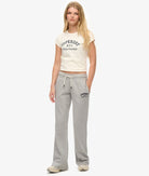 Superdry Ladies Athletic Embroidered Grey Marl Flare Jogger Grey Marl model front view