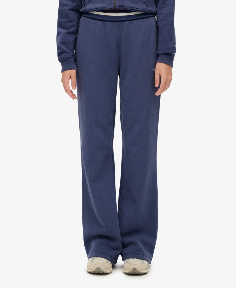 Ladies Essential Logo Low Rise Flare Jogger-Mariner Navy-Front View 2