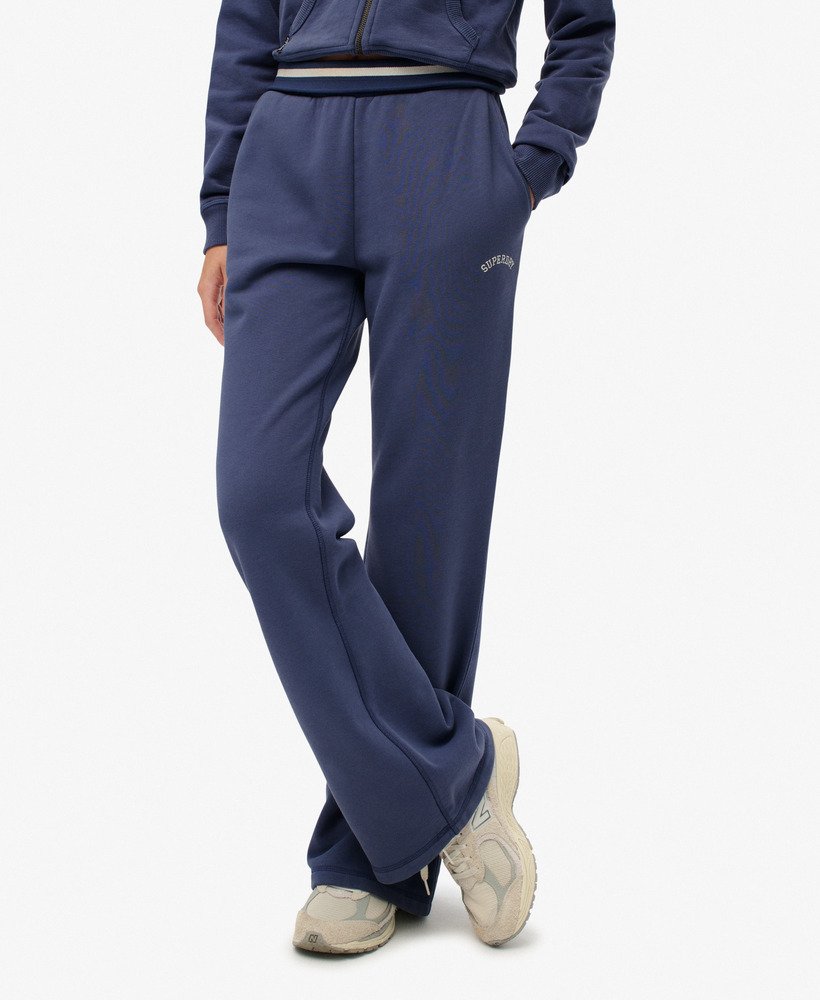 Superdry Ladies Essential Logo Low Rise Flare Jogger-Mariner Navy Mariner Navy front view
