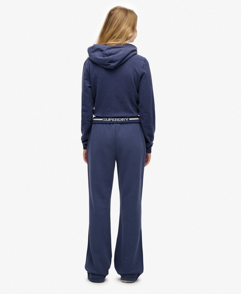 Ladies Essential Logo Low Rise Flare Jogger-Mariner Navy-Full Model Back View