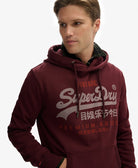 SUPERDRY Vintage Logo Duo Classic Hoodie-Port Red Port Red model front view